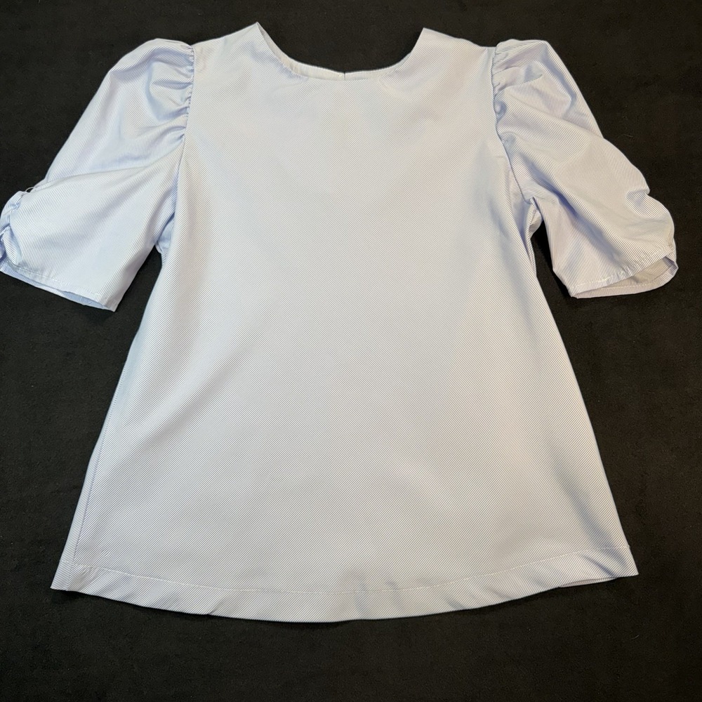 Shein Girls  Top Blouse   Light Blue Short‎ Puffy Sleeve Lightweight 6y